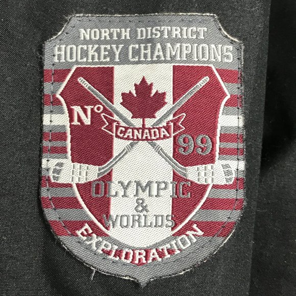 Atlas For Men Black Jacket Coat Sz Large Removable Hood Pockets Hockey Champions - Picture 10 of 12